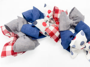 Red White and Blue Dot Bow