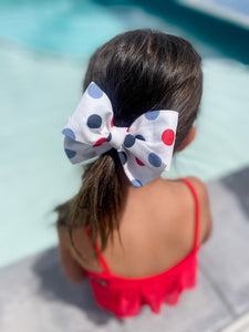 Red White and Blue Dot Bow