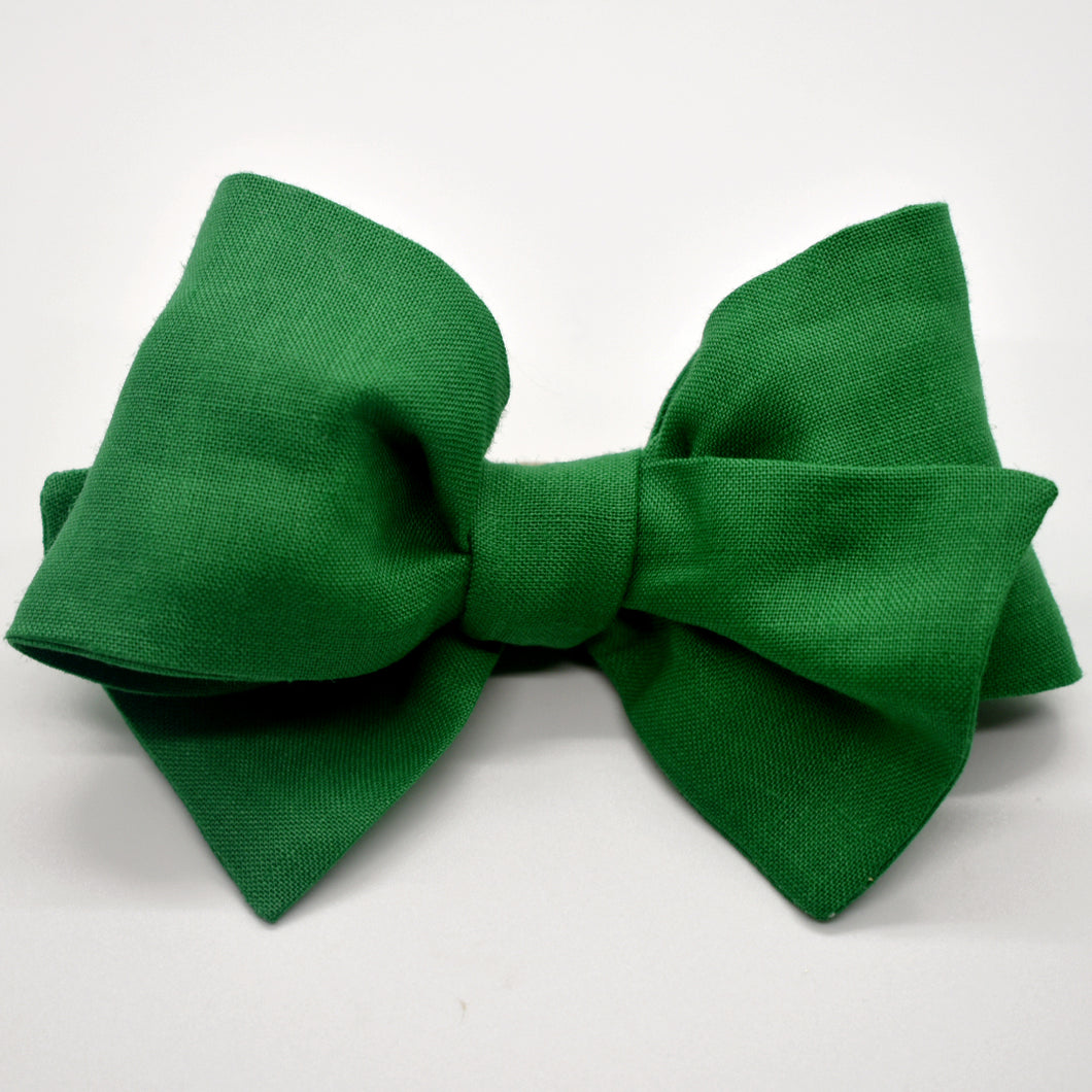 Kelly Green Linen Bow