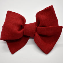 Load image into Gallery viewer, Christmas Red Linen Bow