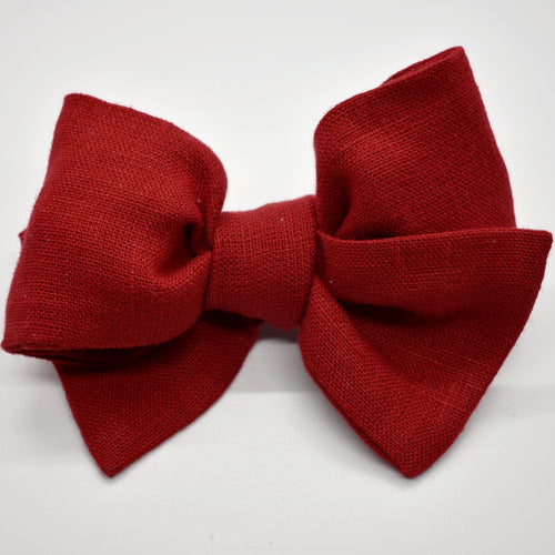 Christmas Red Linen Bow