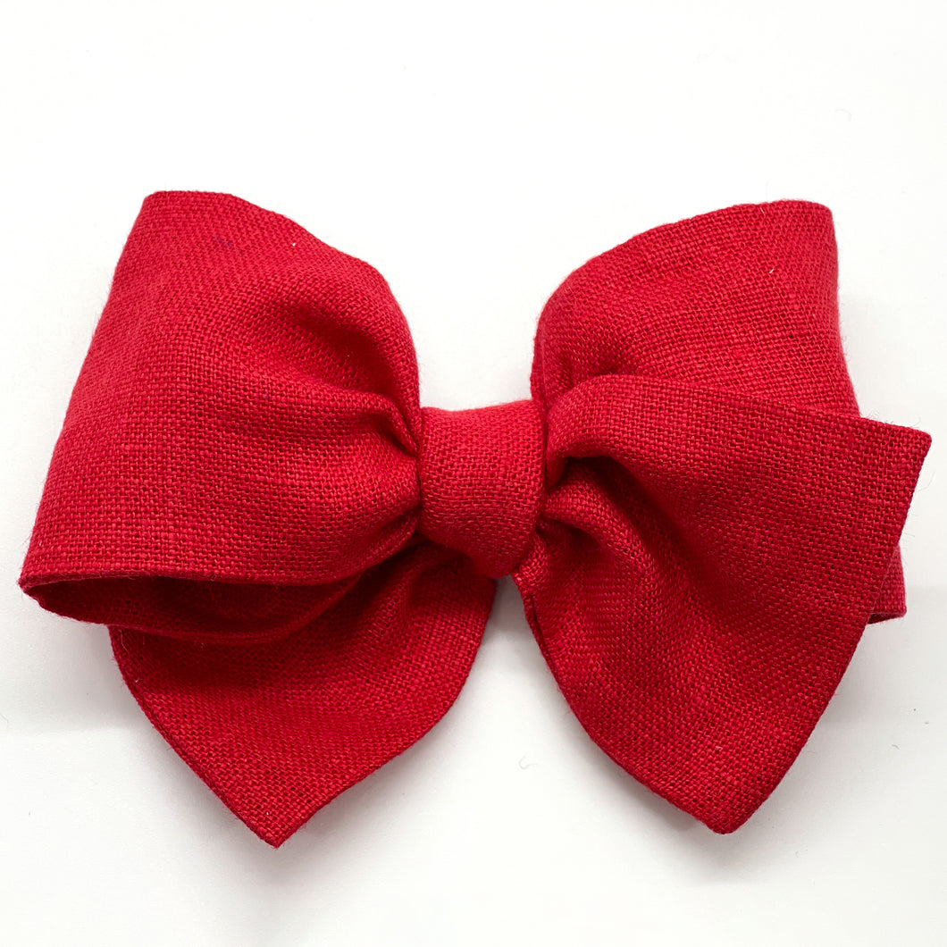 Classic Red Linen Bow