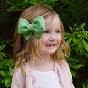 Green Apple Linen Bow