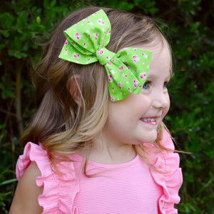 Green Floral Bow