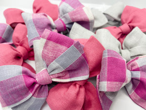 Summer Plaid Linen Bow