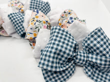 Load image into Gallery viewer, Blue Gingham Bow