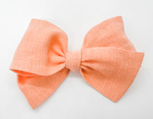 Load image into Gallery viewer, Peach Pink Linen Bow