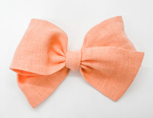 Peach Pink Linen Bow