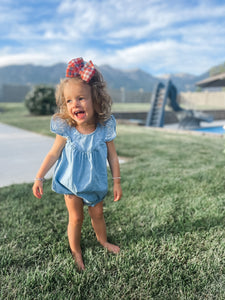 Red, White and Blue Plaid Bow