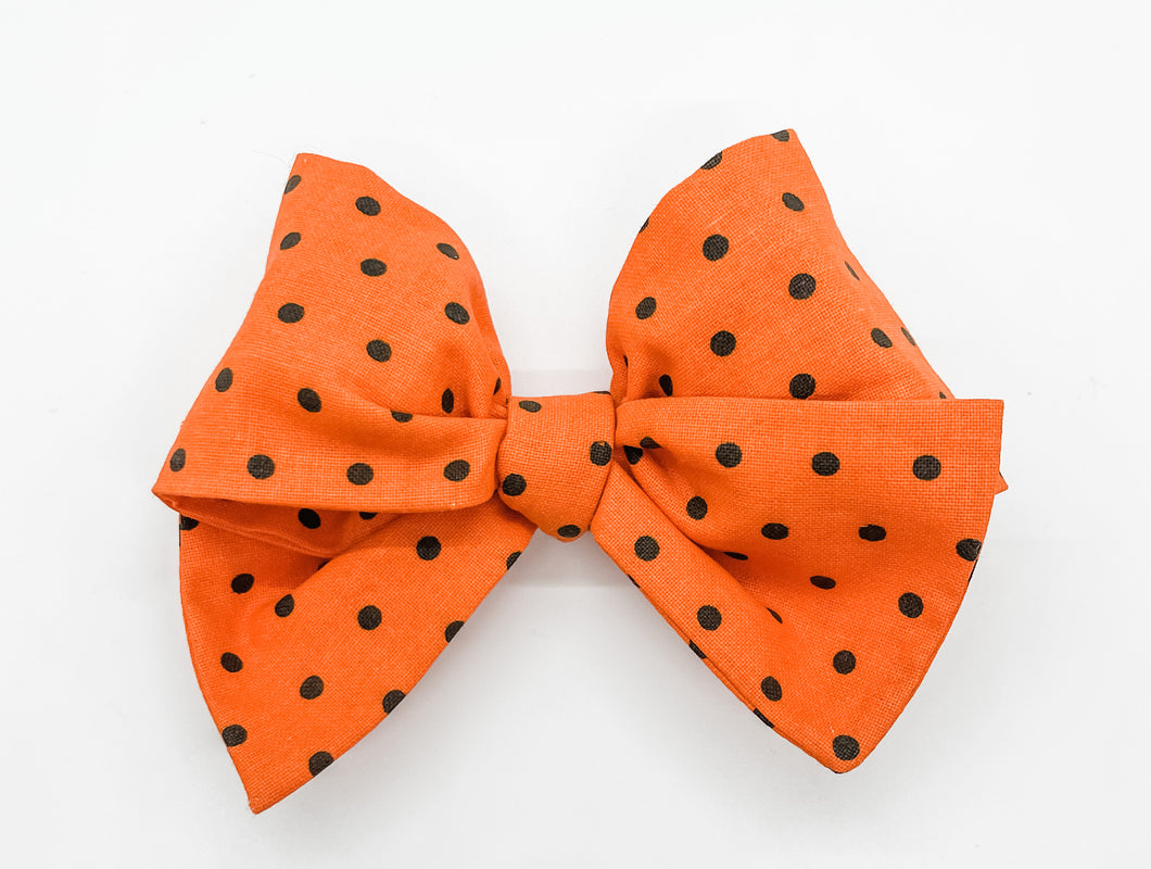 Orange/Black Polka Dot Bow