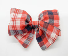 Load image into Gallery viewer, Red, White and Blue Plaid Bow