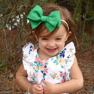 Kelly Green Linen Bow