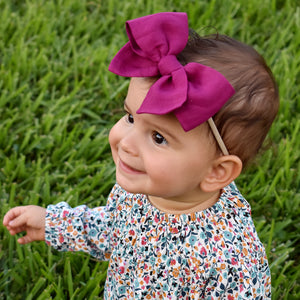 Magenta Linen Bow