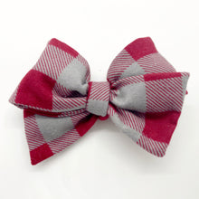 Load image into Gallery viewer, Magenta Plaid Flannel Bow