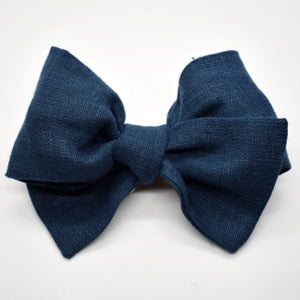 Navy Linen Bow