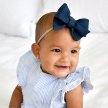 Load image into Gallery viewer, Navy Linen Bow