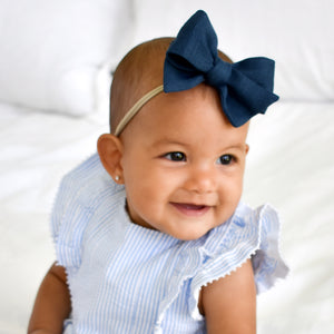 Navy Linen Bow